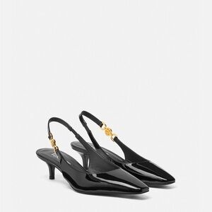 Versace Slingback Pointed Toe Kitten Heel